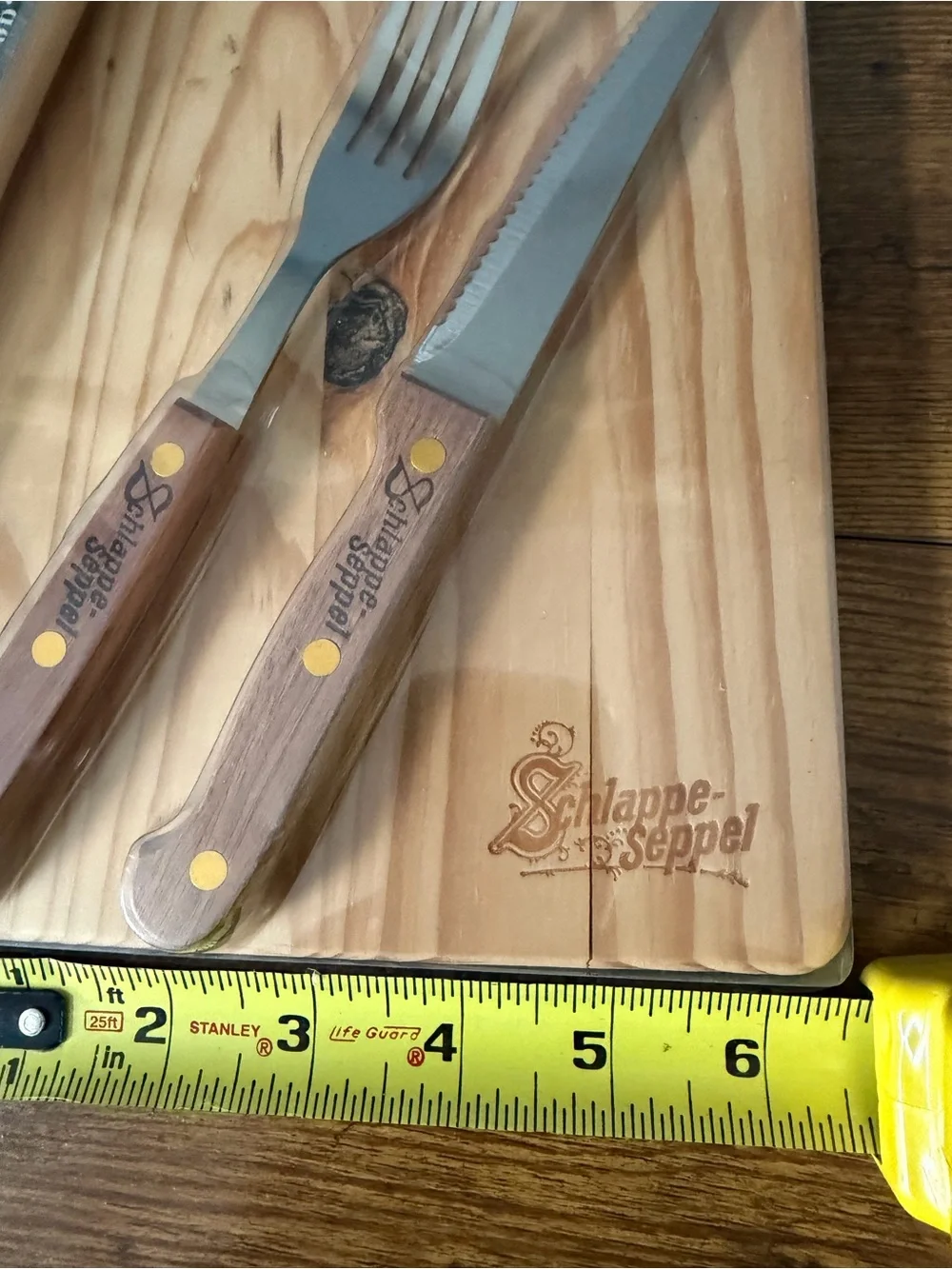 Schlappe Seppel German Brewery Steak Board Knife Fork Set Sealed Advertising NOS